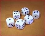 Spielw�rfel aus Elfenbein mit geschw�rzten Punkten
