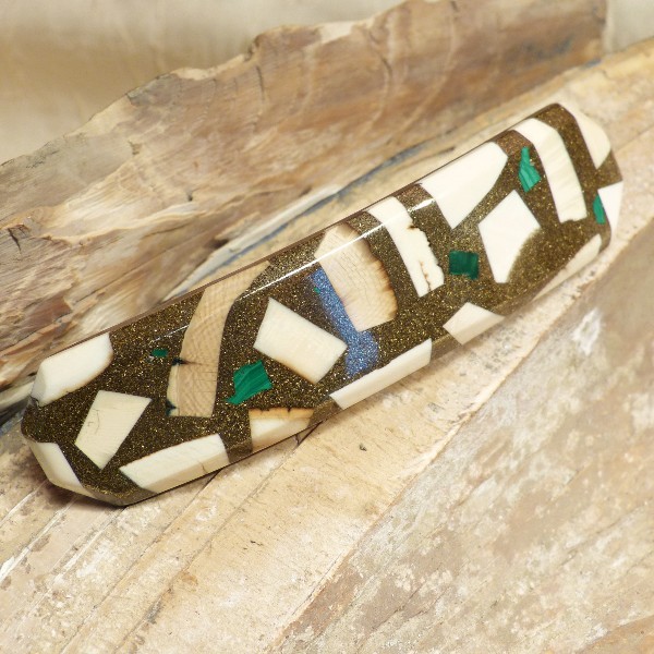 Haarspange mit Mammut-Elfenbein und Malachit