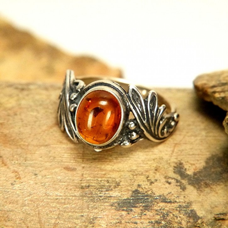 Silberring 925/- mit Bernstein W 54