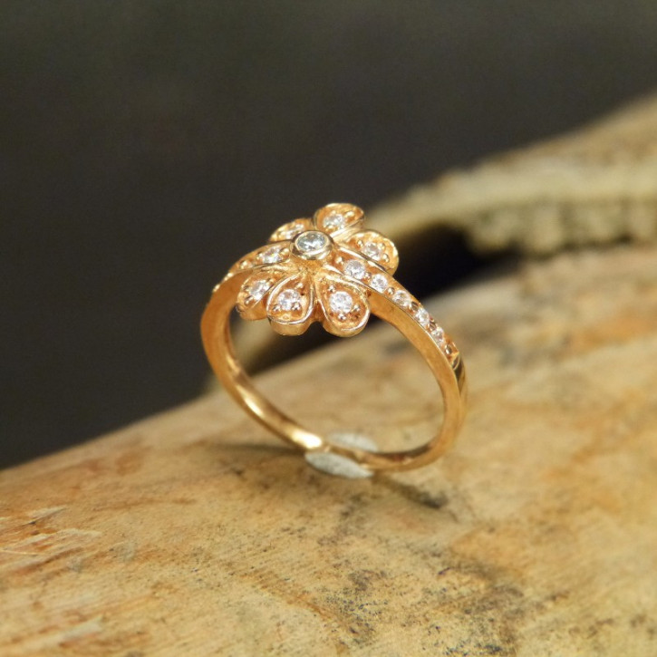 Silberring mit Weißtopas vergoldet Größe 58 (Ø ca. 18,5 mm)