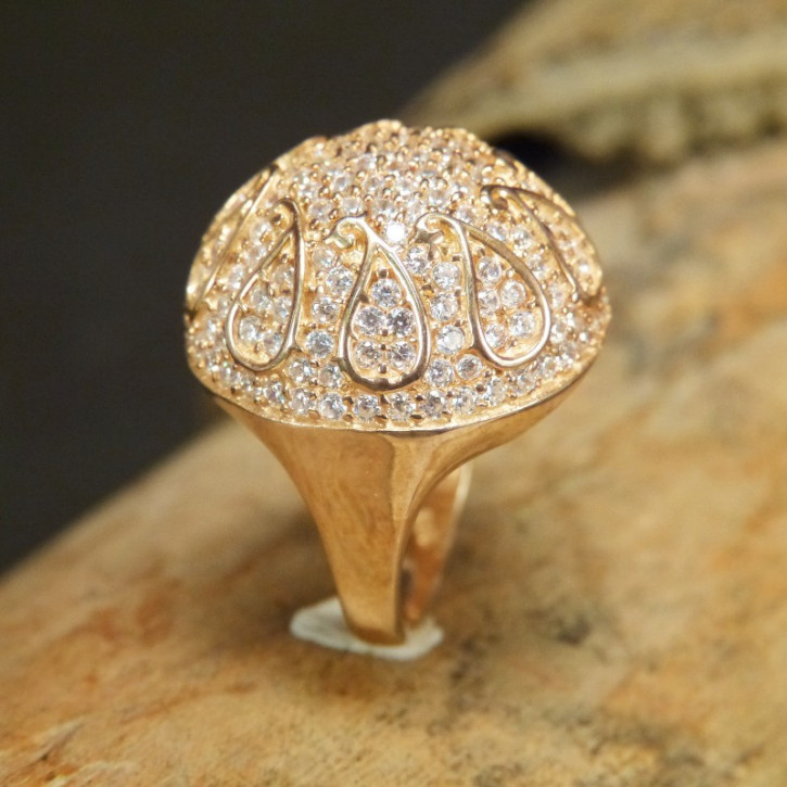 Silberring vergoldet mit Zirkonia Größe 53 (Ø ca. 16,9 mm)