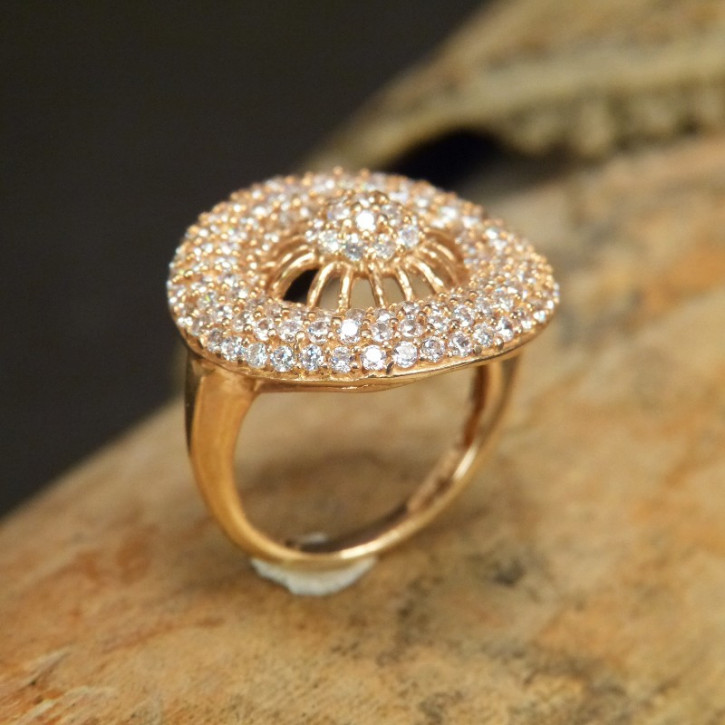 edler Silberring vergoldet mit Zirkonia Weite 17,2mm