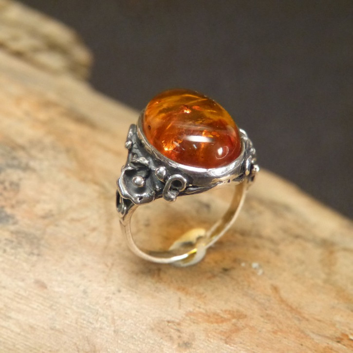 Silberring mit Bernstein Größe 54 (Ø ca. 17,2 mm)