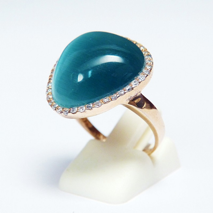 Silberring mit Rosèvergoldung und Zirkonia W18,5
