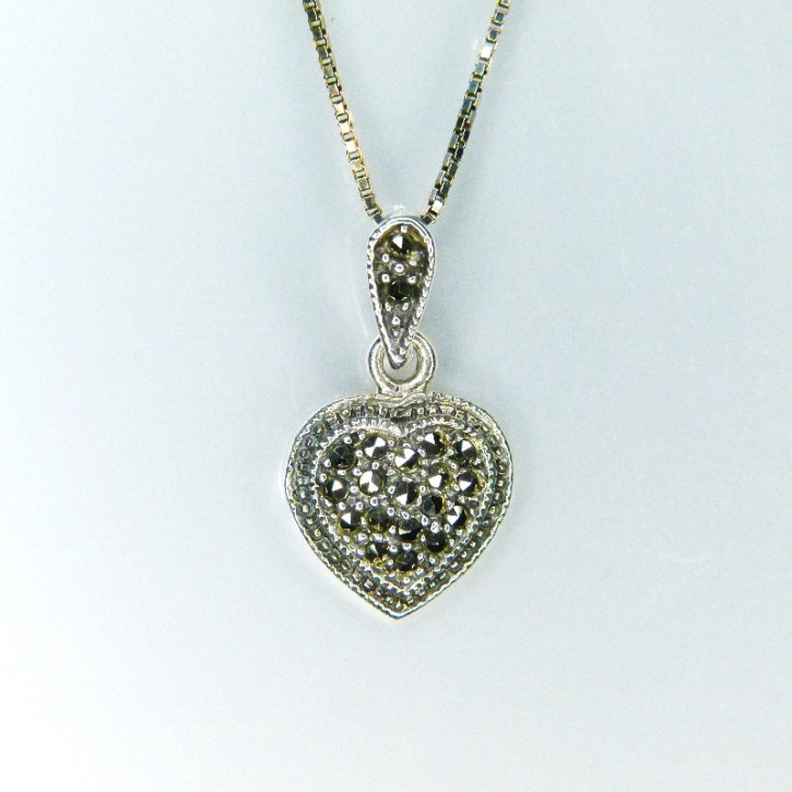 Herzanhänger Silber mit Markasit