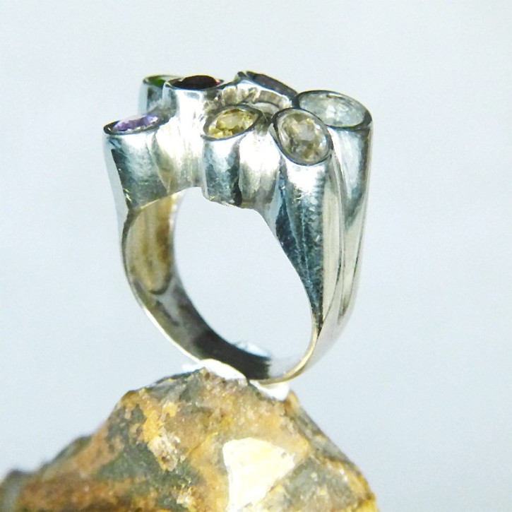 Silberring Zirkonia multicolor W 19