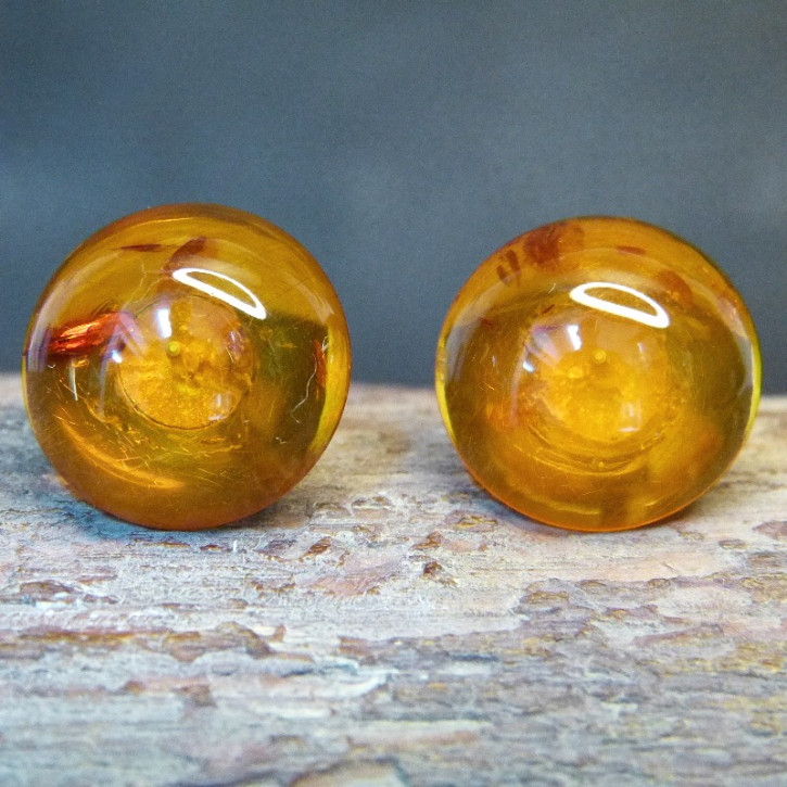 große Bernstein-Ohrstecker ca. 20mm
