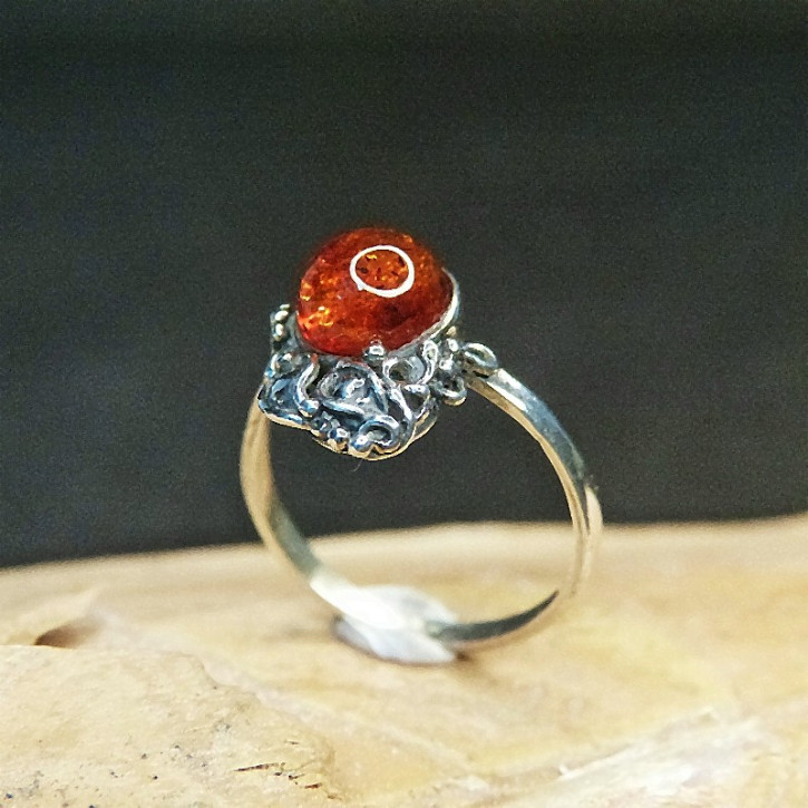Silberring mit Bernstein Größe 56 (Ø ca. 17,8 mm)