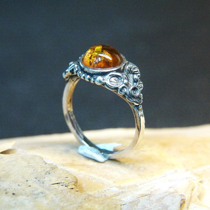 Silberring mit Bernstein Größe 54 (Ø ca. 17,2 mm)