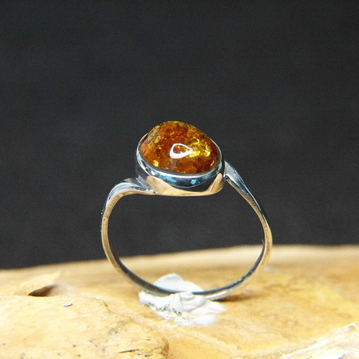 Silberring mit Bernstein Größe 59 (Ø ca. 18,8 mm)