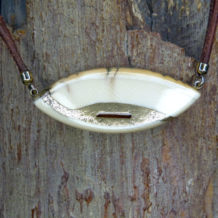 Mammut-Collier mit Bernstein