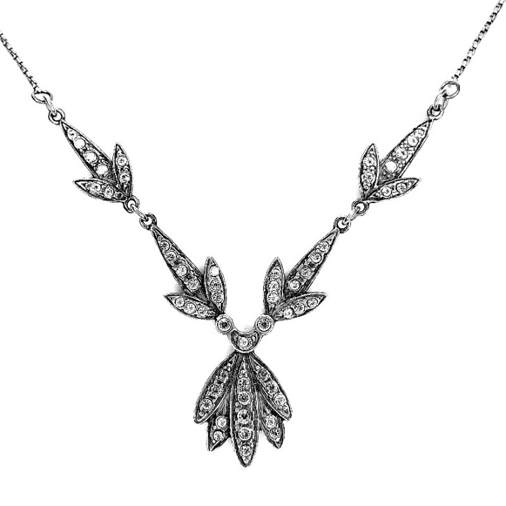 Silbercollier ArtDeco mit Zirkonia