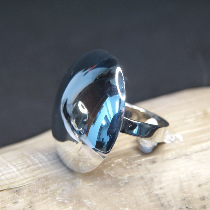 Silberring mit glänzender Kuppel W16,9