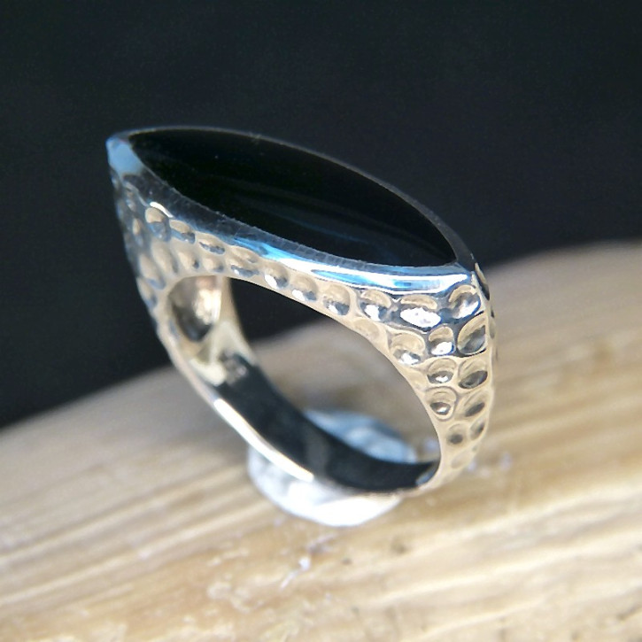 Silberring quer mit Onyx Größe 54 (Ø ca. 17,2 mm)