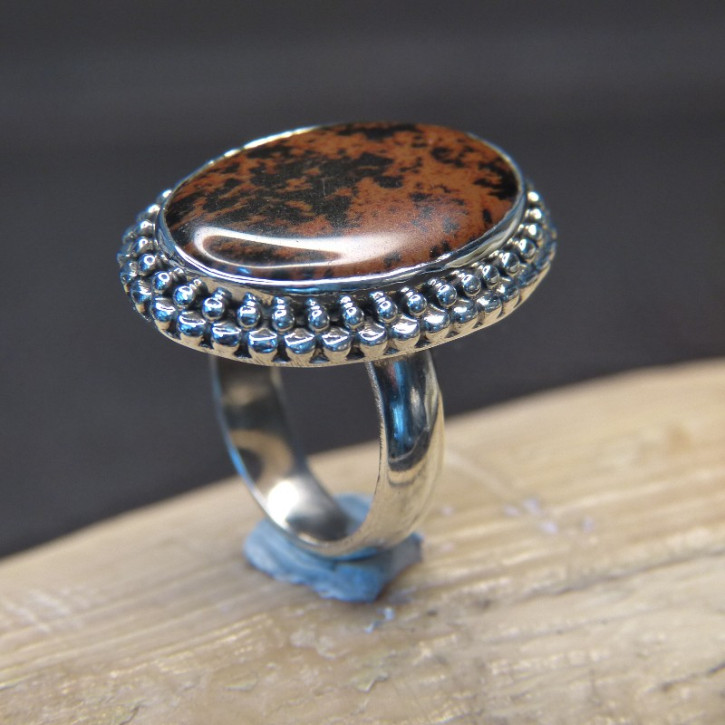 Silberring mit Mahagoni Obsedian W16,9
