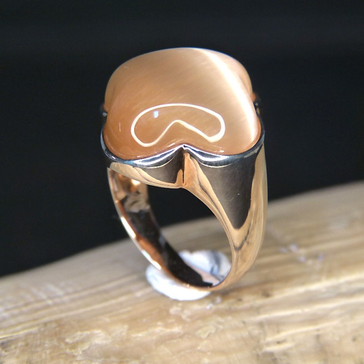 Silberring Rosè vergoldet mit Fiber Größe 55 (Ø ca. 17,5 mm)