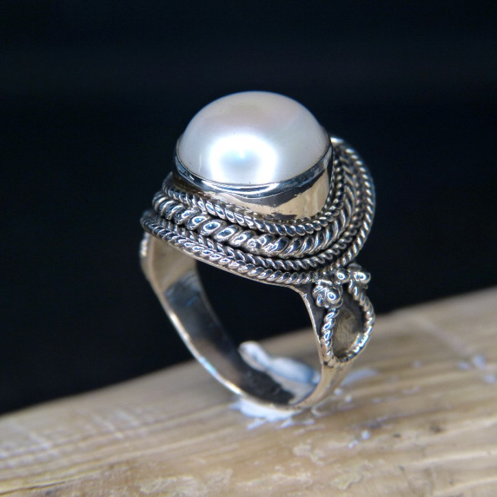 Silberring mit Süßwasserperlen W17,5