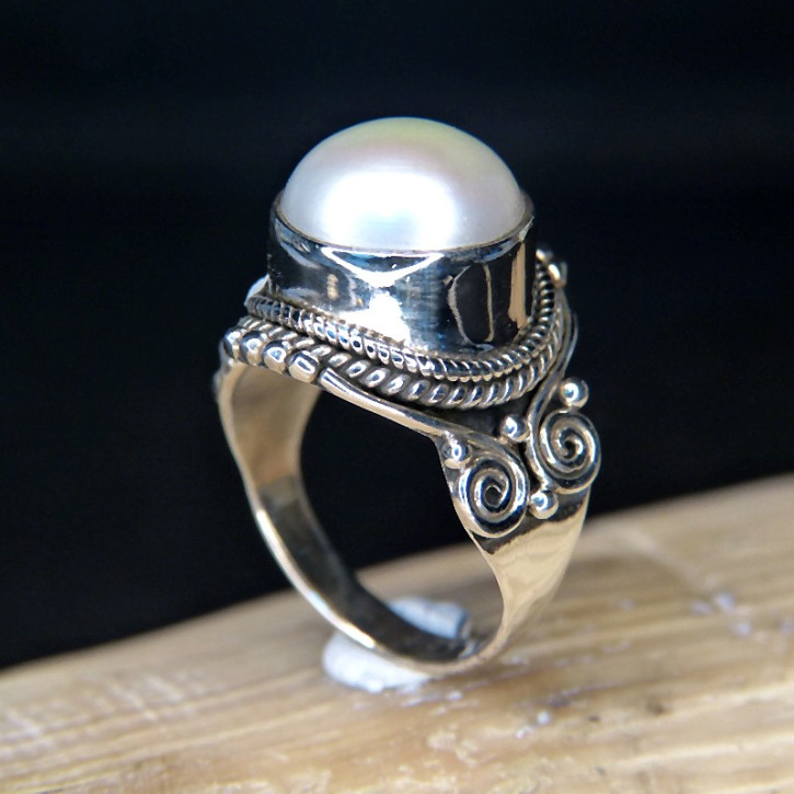 Silberring mit Perle W18,1