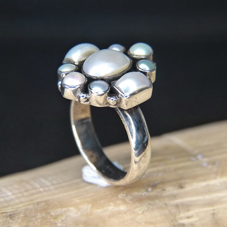 Silberring mit Süßwasserperlen W17,2