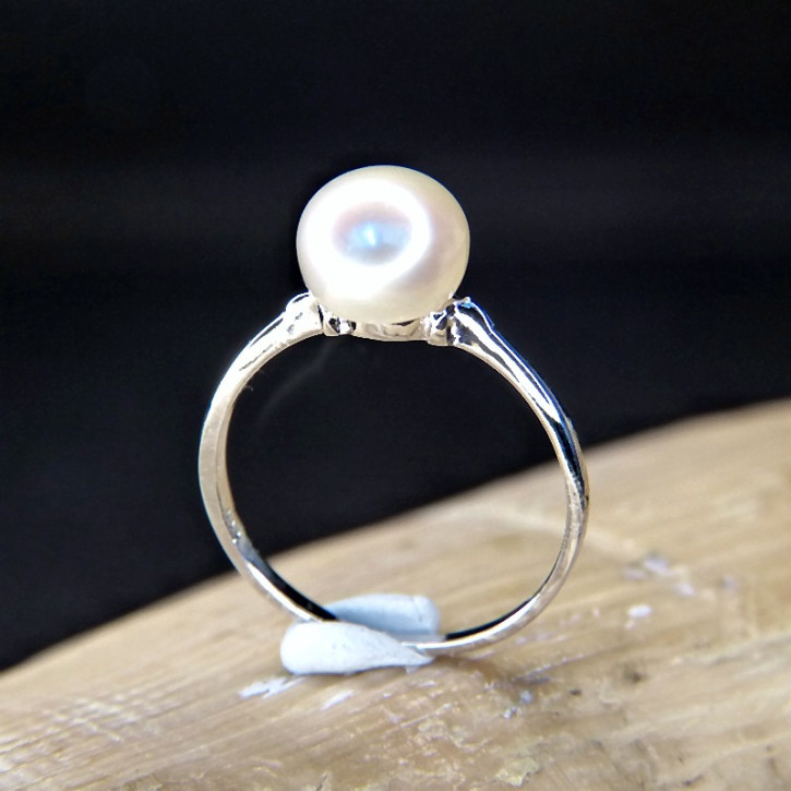 zarter Silberring mit Perle W17,4