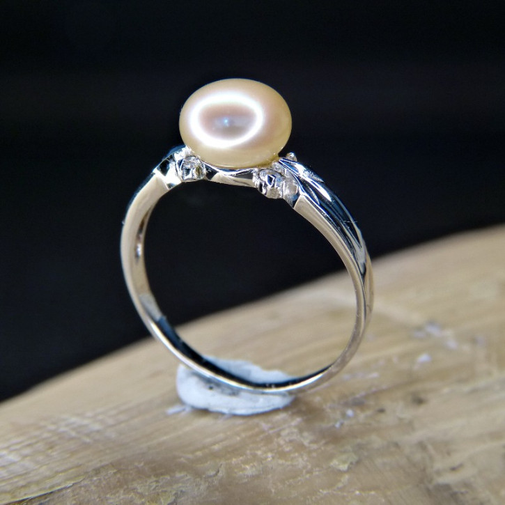 zarter Silberring mit Perle W18,1