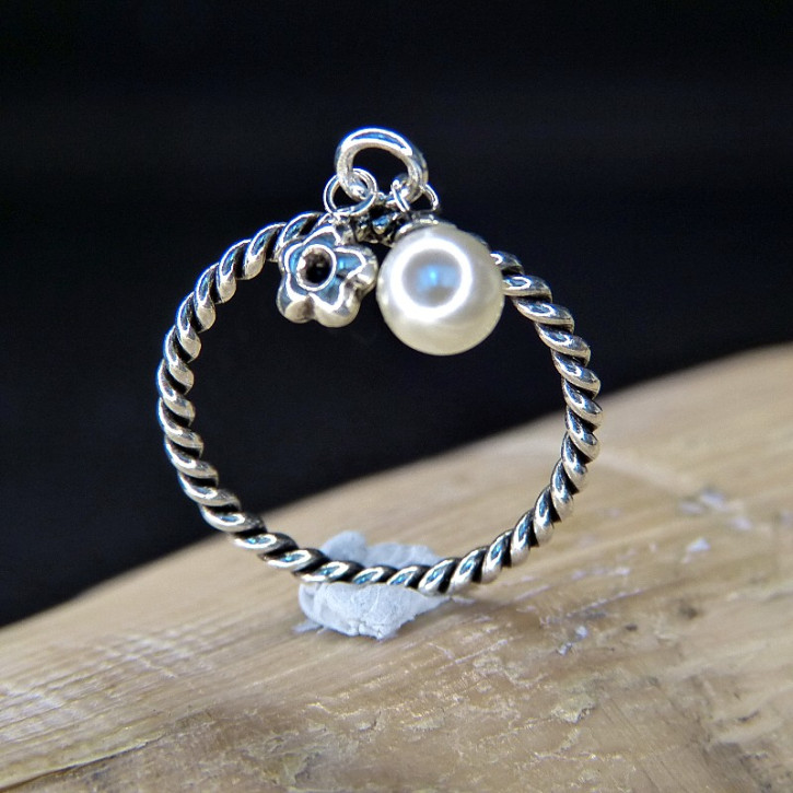 Silberring mit beweglicher Perle W18