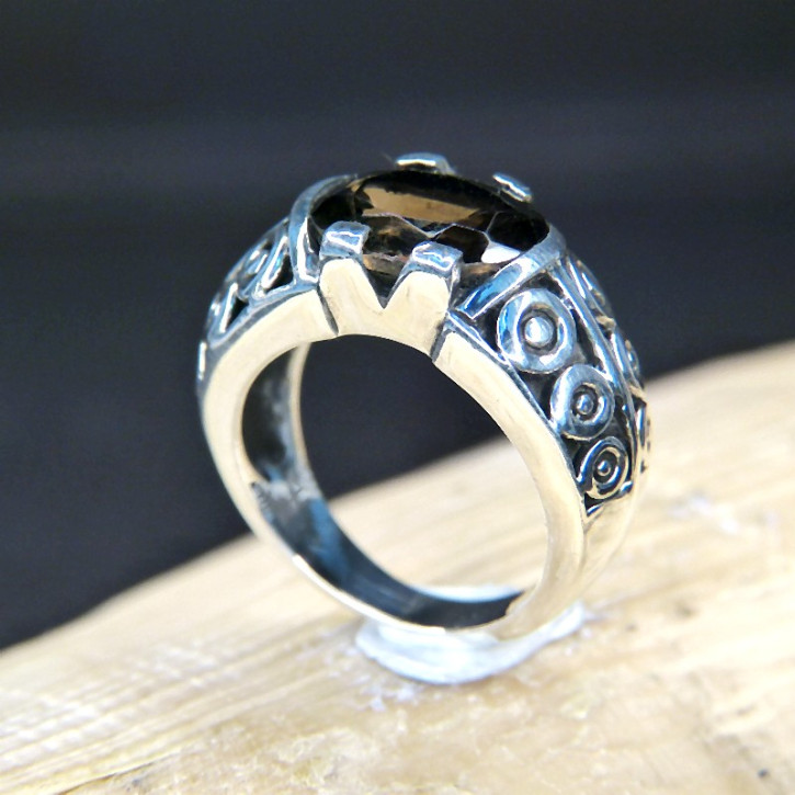 Silberring mit Rauchtopas W17,5