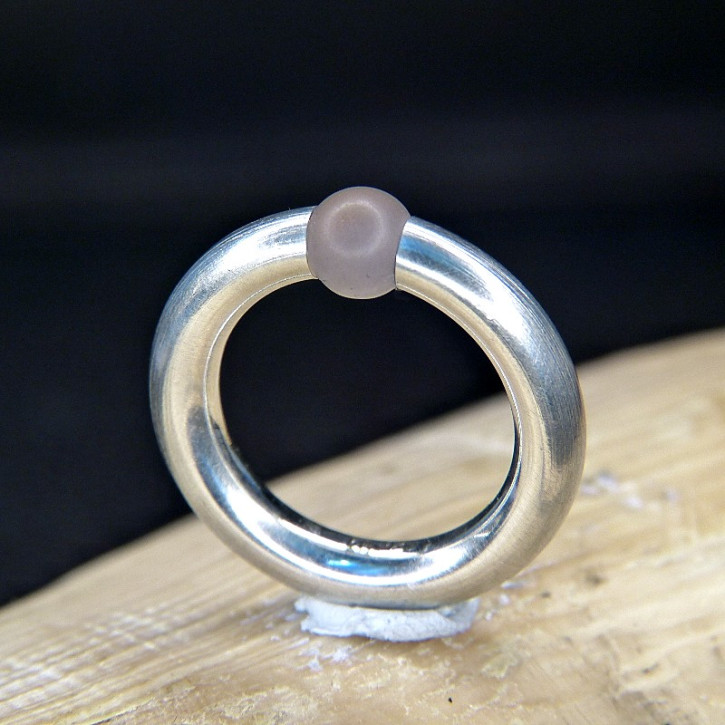 Silberring mattiert mit Rosenquarz, Marke "Bernd Wolf" W17,2