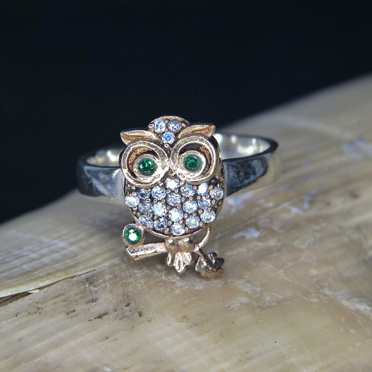 Silberring mit Eulenmotiv