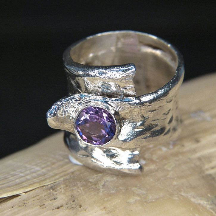Silberring mit Onyx oder Amethyst Größe 63 (Ø ca. 20,1 mm) / Amethyst