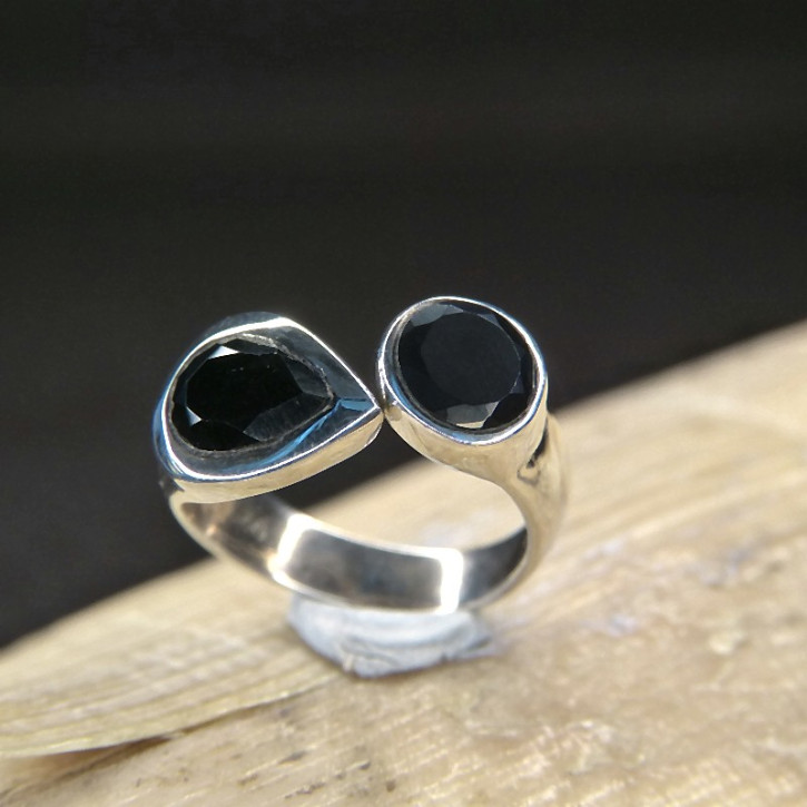 Silberring mit Onyx oder Amethyst Größe 56 (Ø ca. 17,8 mm) / Onyx
