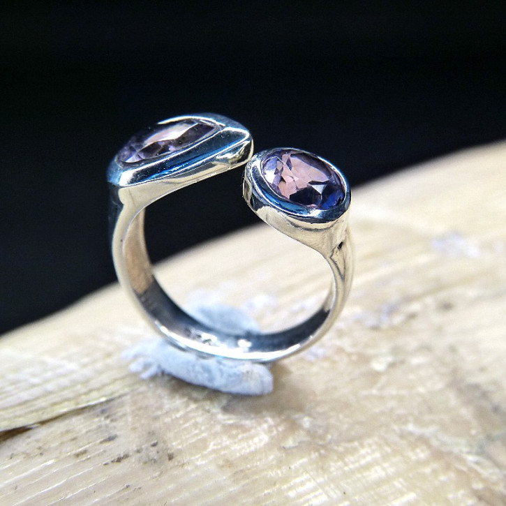 Silberring mit Onyx oder Amethyst Größe 55 (Ø ca. 17,5 mm) / Amethyst