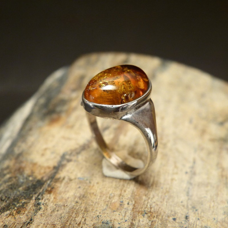Silberring mit Bernstein Größe 52 (Ø ca. 16,6 mm)