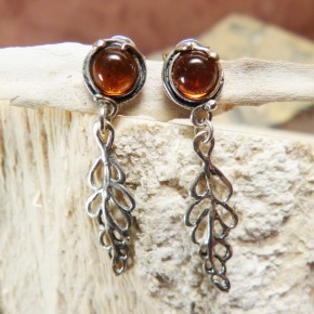 Ohrhänger aus Silber mit Bernstein