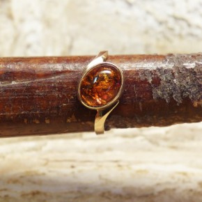 Silberring vergoldet mit Bernstein W 18