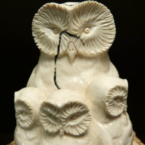 Große Eulengruppe aus Mammut-Elfenbein