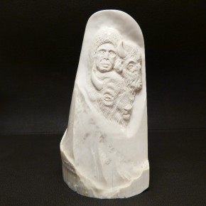 Relief Indianer mit Bisons