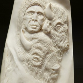 Relief Indianer mit Bisons