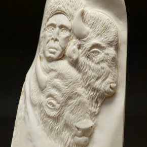 Relief Indianer mit Bisons