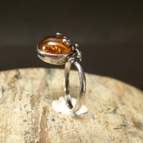 Silberring mit Bernstein W17,5