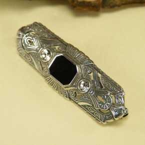 Jugendstil Brosche Silber mit Emaille