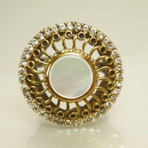 Silberring mit Perlmutt u. Weißtopas W20