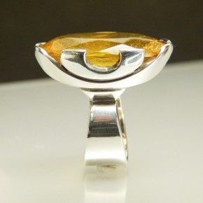XL Silberring mit facettiertem Bernstein  W19