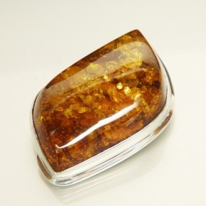 große Bernsteinbrosche in Silber