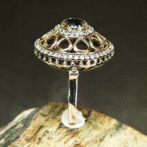 auffälliger Silberring mit Weißtopas und Granat W17,2