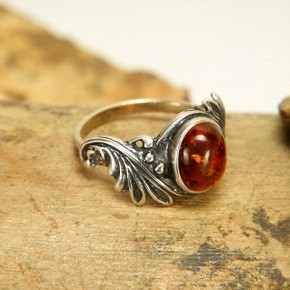 Silberring 925/- mit Bernstein W 54