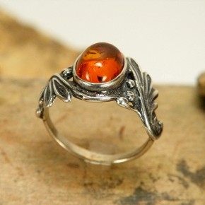 Silberring 925/- mit Bernstein W 56