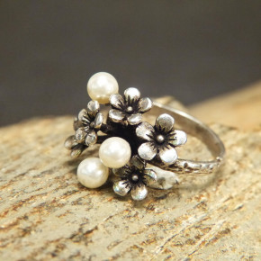 Silberring mit Swarovski-Perlen Größe 53 (Ø ca. 16,9 mm)