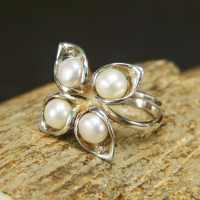 Silberring 925/- mit Süßwasserperlen W17,5