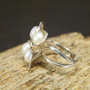 Silberring 925/- mit Süßwasserperlen W17,5